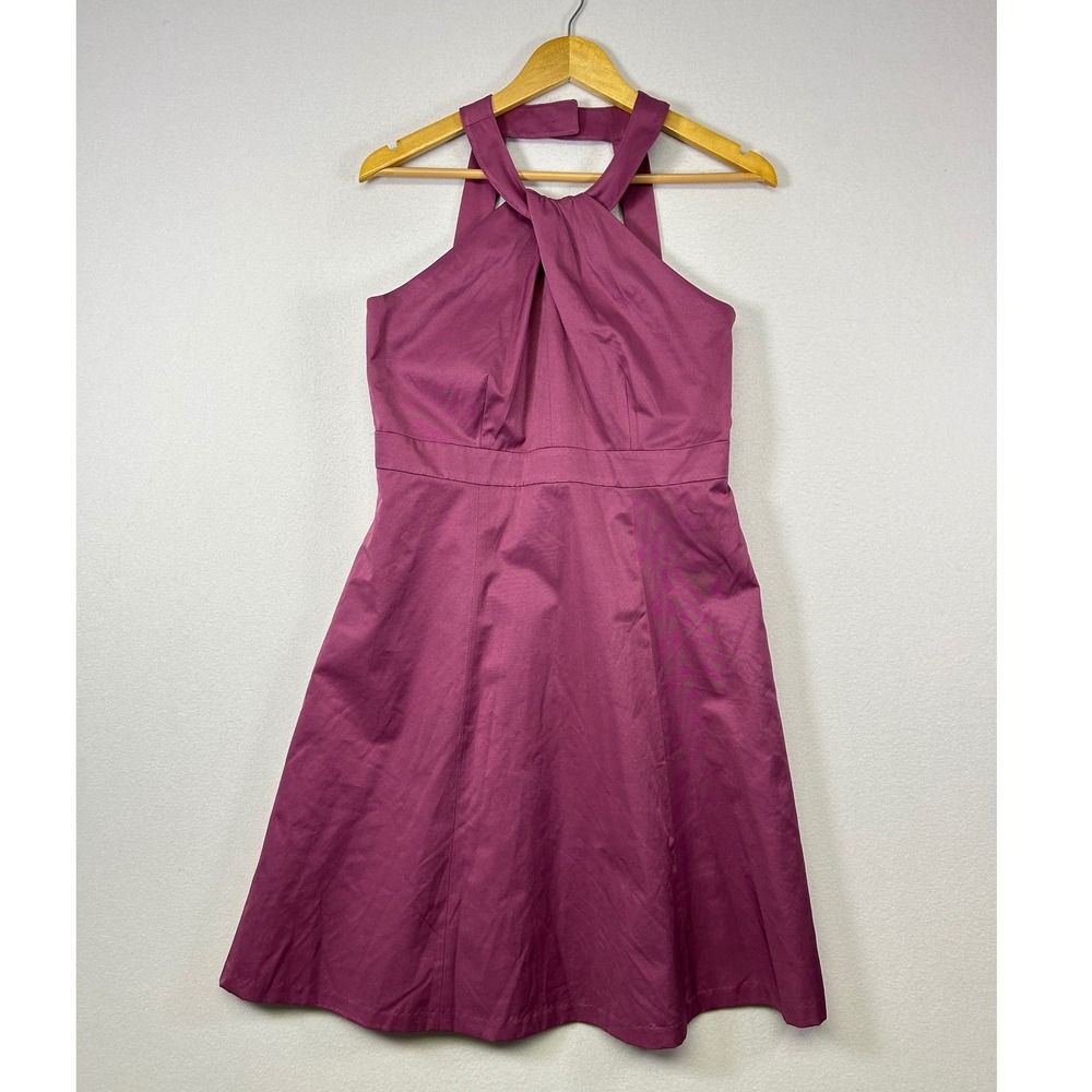 Cocktail Party Merona Collection Women 10 Purple Halter Twist Front A-Line Dress